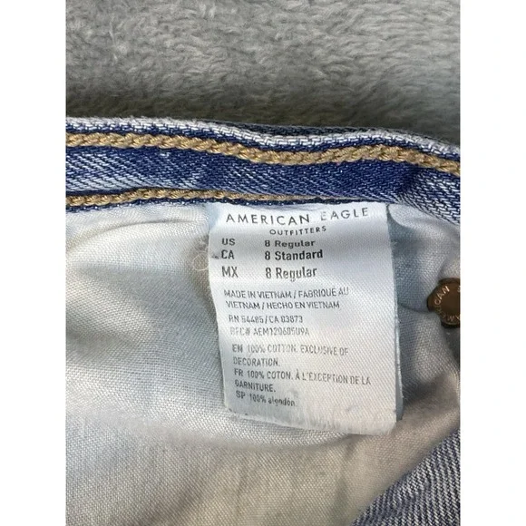 American Eagle Womens Jeans 8 Blue Ripped Denim Highest Rise 90s Boyfriend - Picture 8 of 9